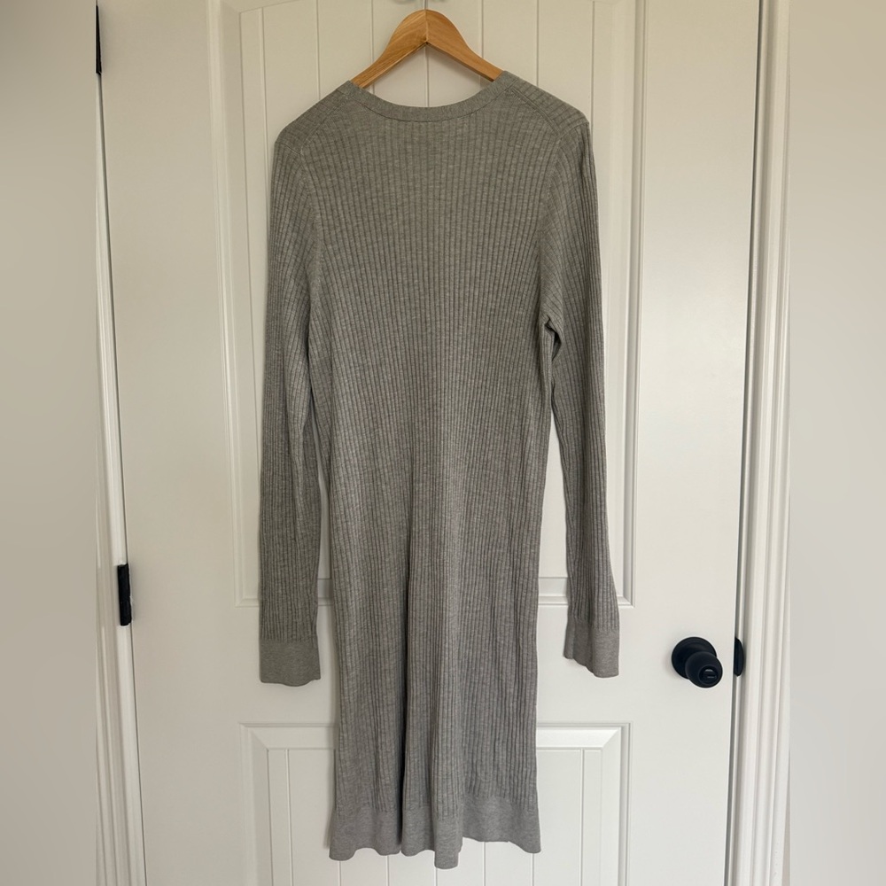 Anthropologie Meadow Rue Gray Cali Ribbed Button-Down Midi Cardigan Sweater XL - Picture 6 of 11